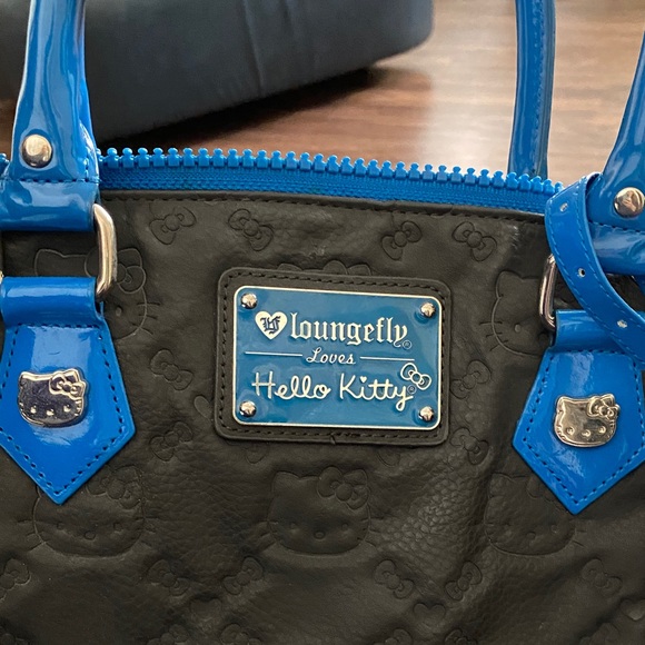 Loungefly Hello Kitty Black Satchel with Blue Accents - Picture 3 of 9